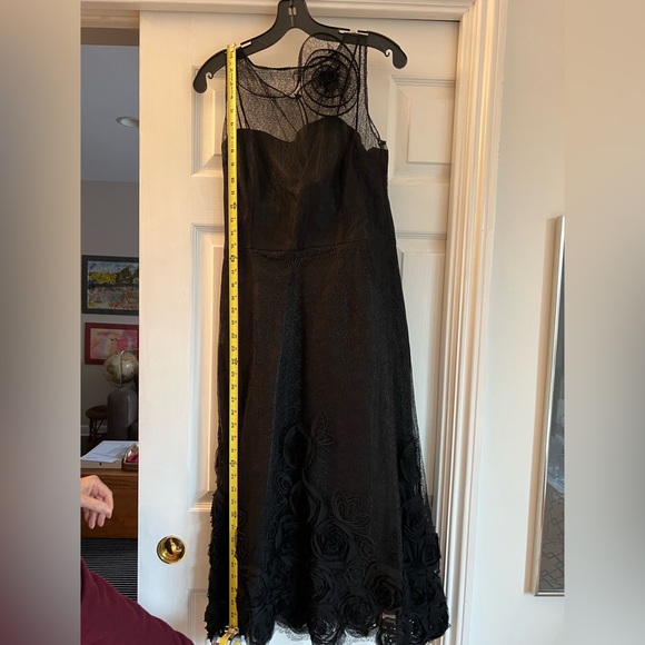 Latrice Black Sheer floral black tie lined dress midi length - Picture 2 of 14